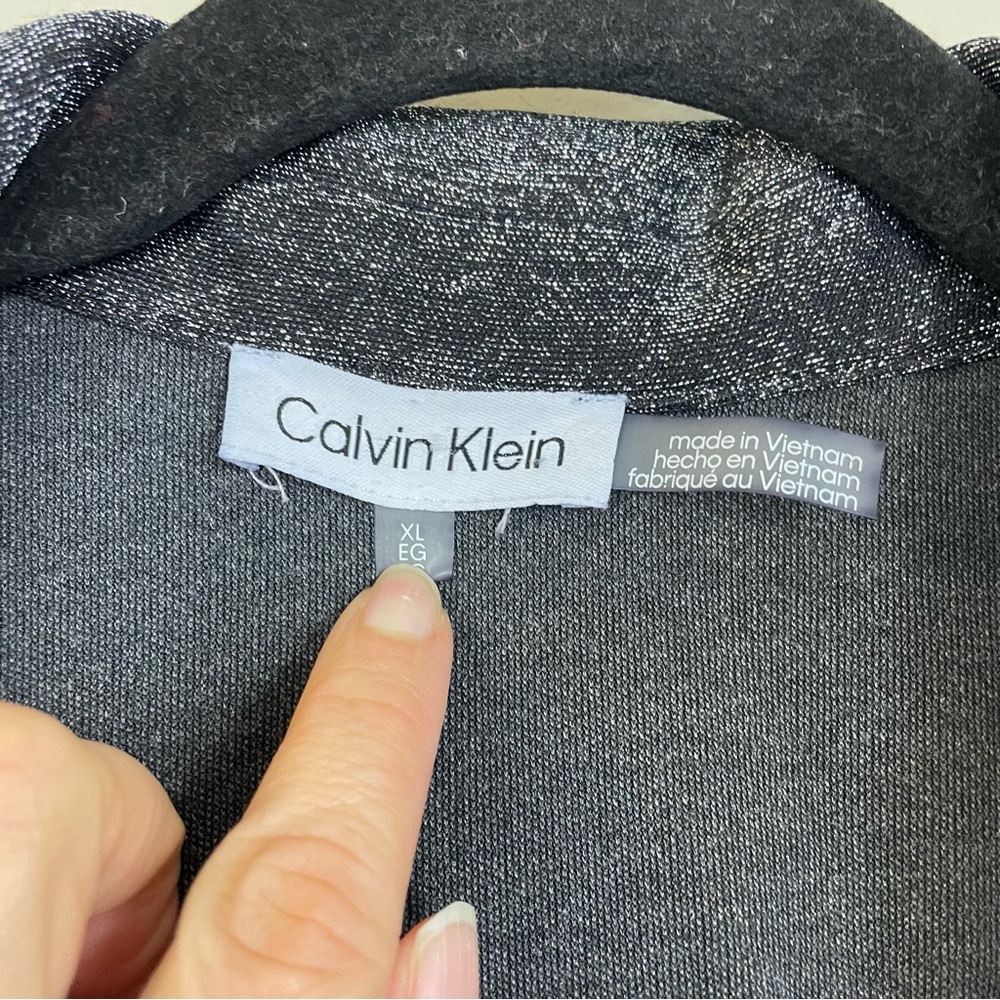 NWT Calvin Klein Lurex Long-Sleeve Faux-Wrap Top Size XL - Picture 3 of 7
